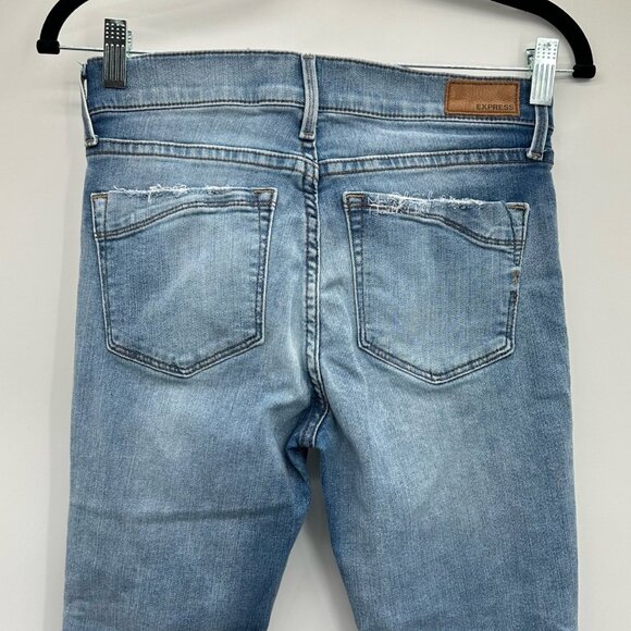 Express Mid-Rise Ripped Distressed Cropped Legging Jeans Size 4 - Picture 3 of 7